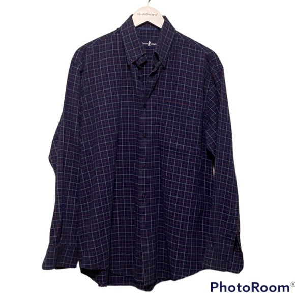 T.Harris London blue and red checkered long sleeve button up | Size large - Picture 12 of 12